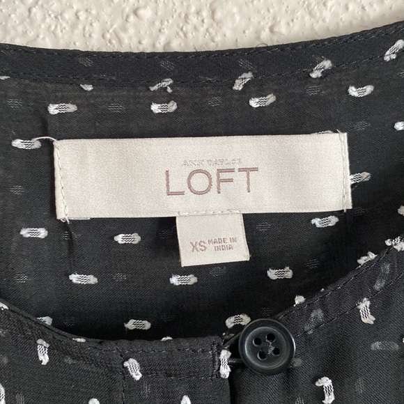 LOFT Black sheer button down blouse - Picture 8 of 8
